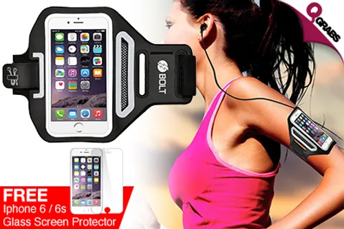 From QR49 Workout with Your iPhone Close with Bolt Super Slim Armbands with FREE Glass Screen Protectors! (Up to QR218 Value)